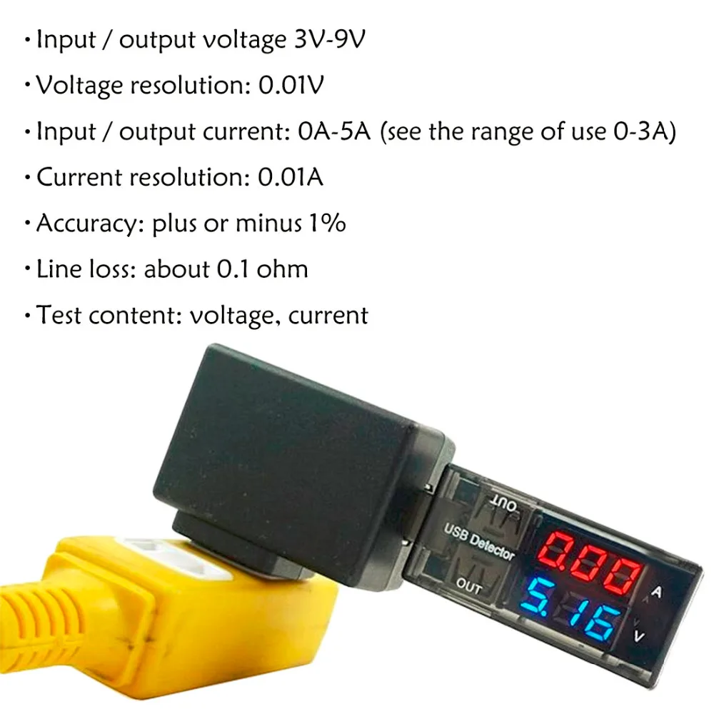 2 в 1 USB тестовый измеритель тока er измеритель напряжения USB Амперметр USB детектор двухрядный показывает вольтметр тест