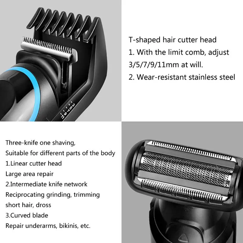 USB 5 в 1, многофункциональный триммер для волос, титановая машинка для стрижки волос, электробритва, триммер для бороды, станок для бритья, для резки носа, для мужчин, Shavi