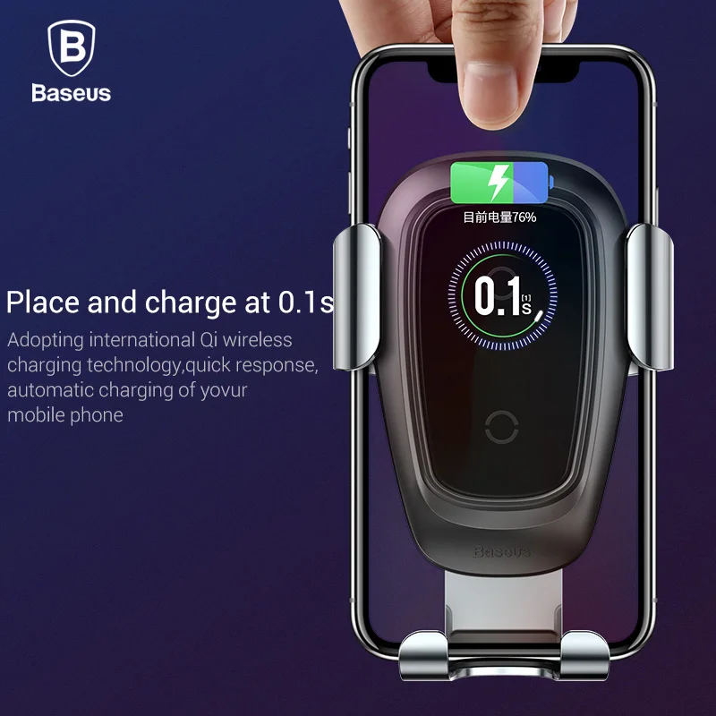 Baseus تشى سيارة لاسلكية شاحن آيفون Xs ماكس X 10 w سريع سيارة لاسلكية شحن حامل ل شياو mi mi 9 mi x 3 2 s سامسونج S10 S9