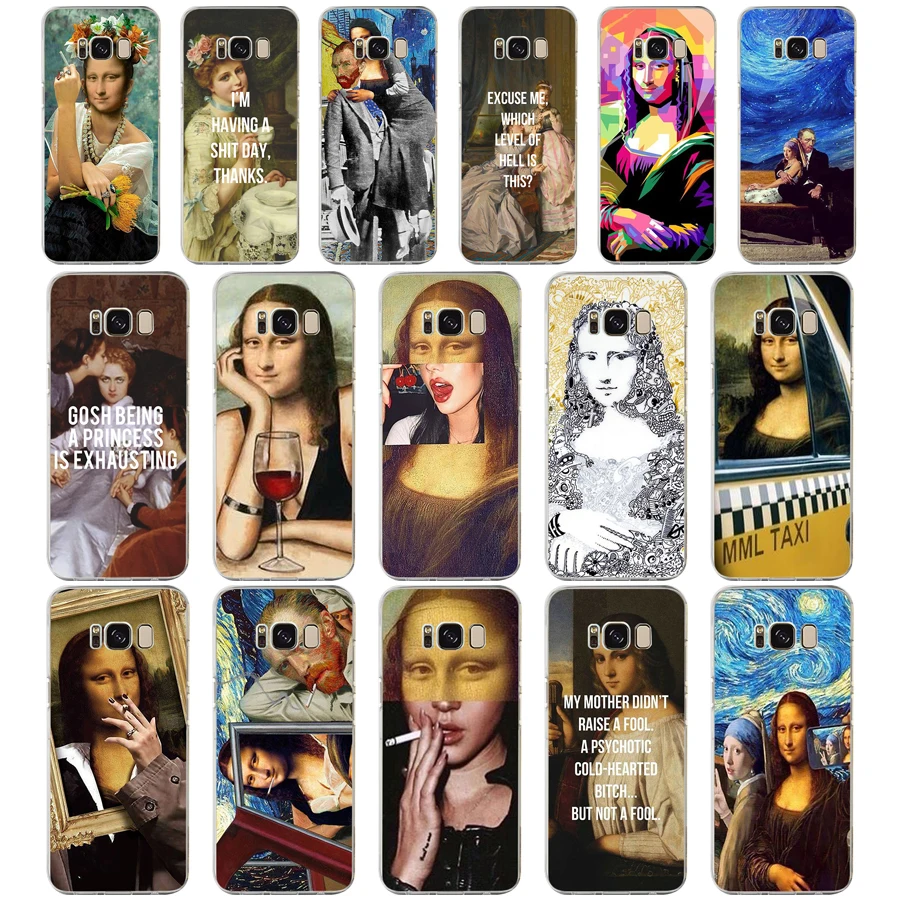 

87 ZX Mona Lisa funny Spoof Art TPU Soft Silicone Case For Samsung Galaxy s6 s7 edge S9 S8 S10 Plus Phone Cover Capa Capinha