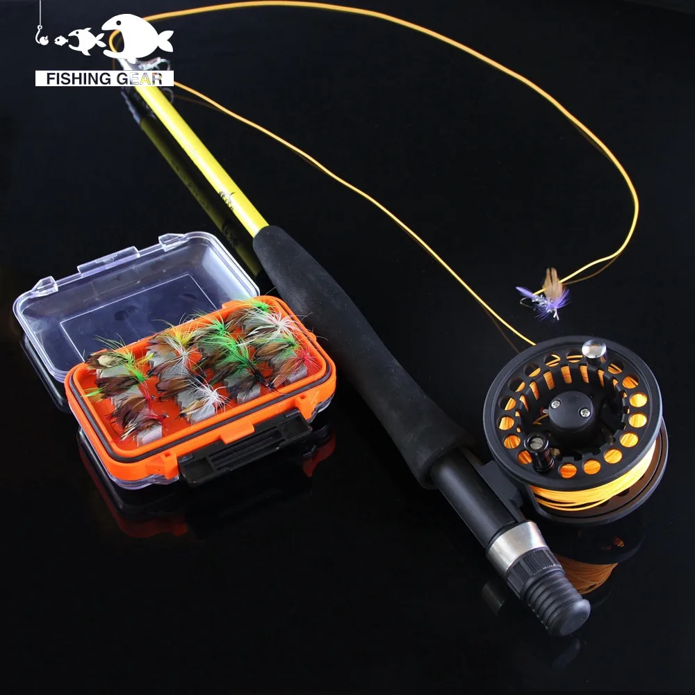 5 Sections Fly Fishing Rod Set 6'6 Mini Fly Rod + 34 Full Metal Reel + 34 Main Line + 32pcs Dry Flies Kit Fishing Combo Set  (9)