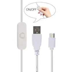 1,5 м USB для Micro usb зарядный кабель Белый вкл/выкл кнопка включения мощность кабель для Raspberry Pi 3/Zero W