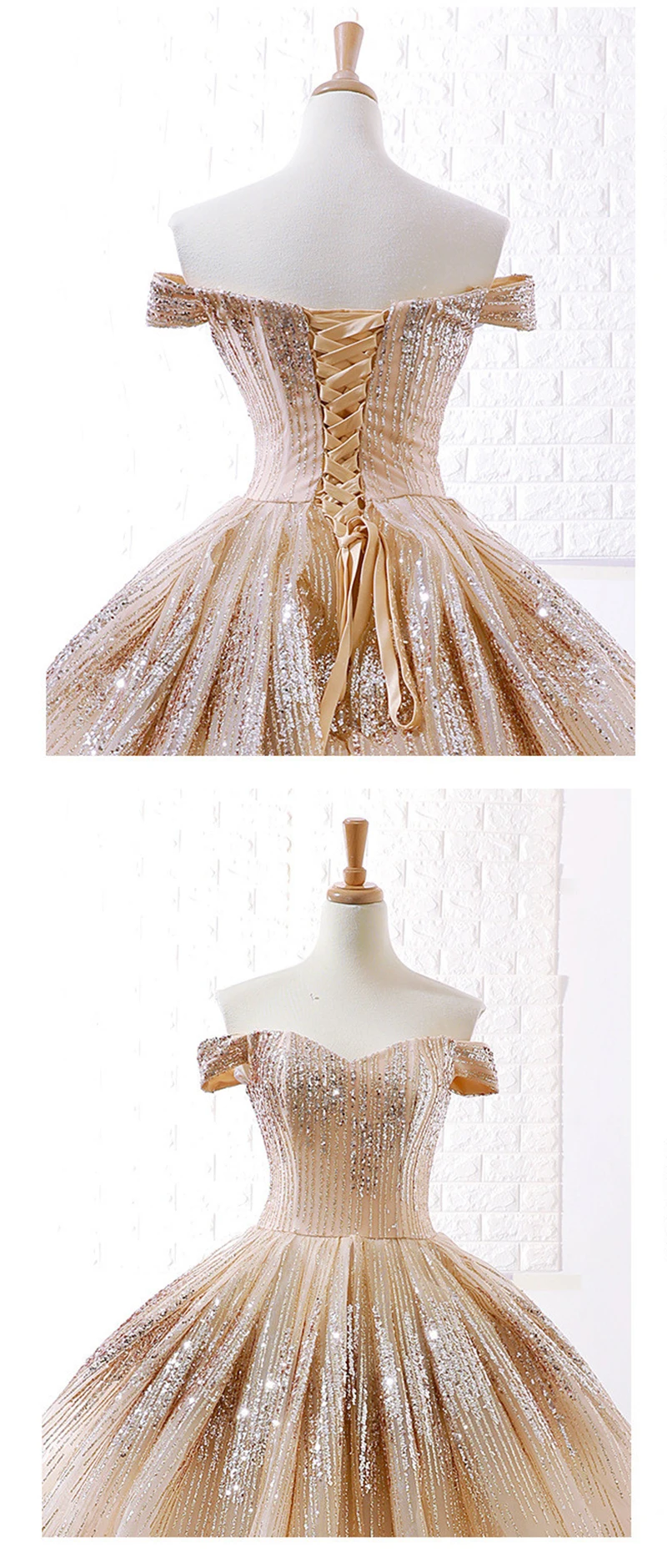 Favordear 2019 Новое милое Золотое бальное платье вечернее платье Vestido De Noite с открытыми плечами торжественное платье для выпускного вечера