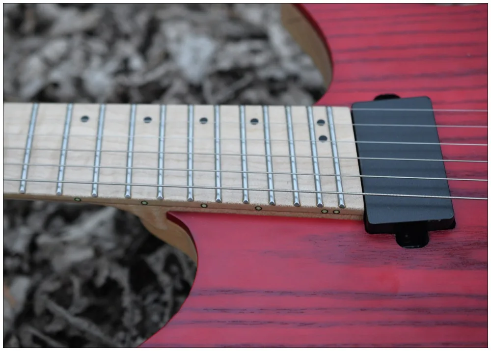 Fanned Fret Гитара s безголовая гитара стильная модель красный пепельный цвет Пламя клен шея гитара