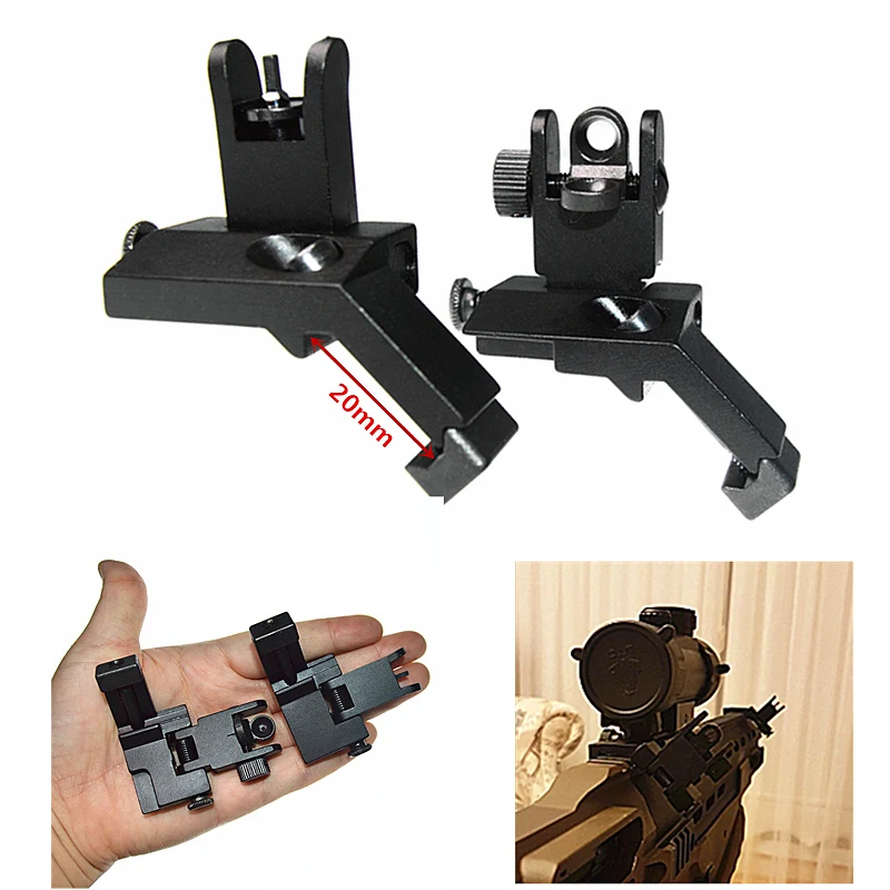 

FIRECULB AR15 1 Pair Tactical BUIS Front and Rear Side Sight Flip Up 45 Degree Rapid Transition Iron Sights of Gun Accessories