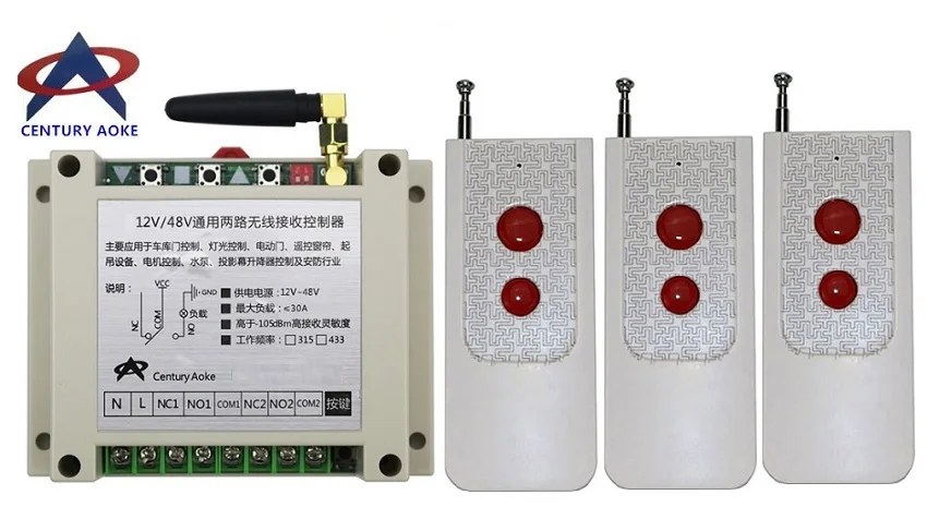 DC12V 24 в 36 в 48 в 2CH длинный Диапазон Беспроводной RF пульт дистанционного управления передатчик+ приемник приспособления ворота гаражные двери окна