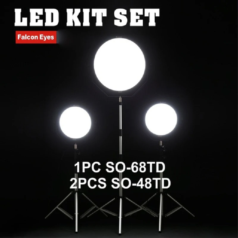 

Falcon Eyes 48W 68W LED Panel Kit Set Dimmable High CRI95 3000-5600K Lighting Photo Video Film Continuous Light SO-48TD SO-68TD