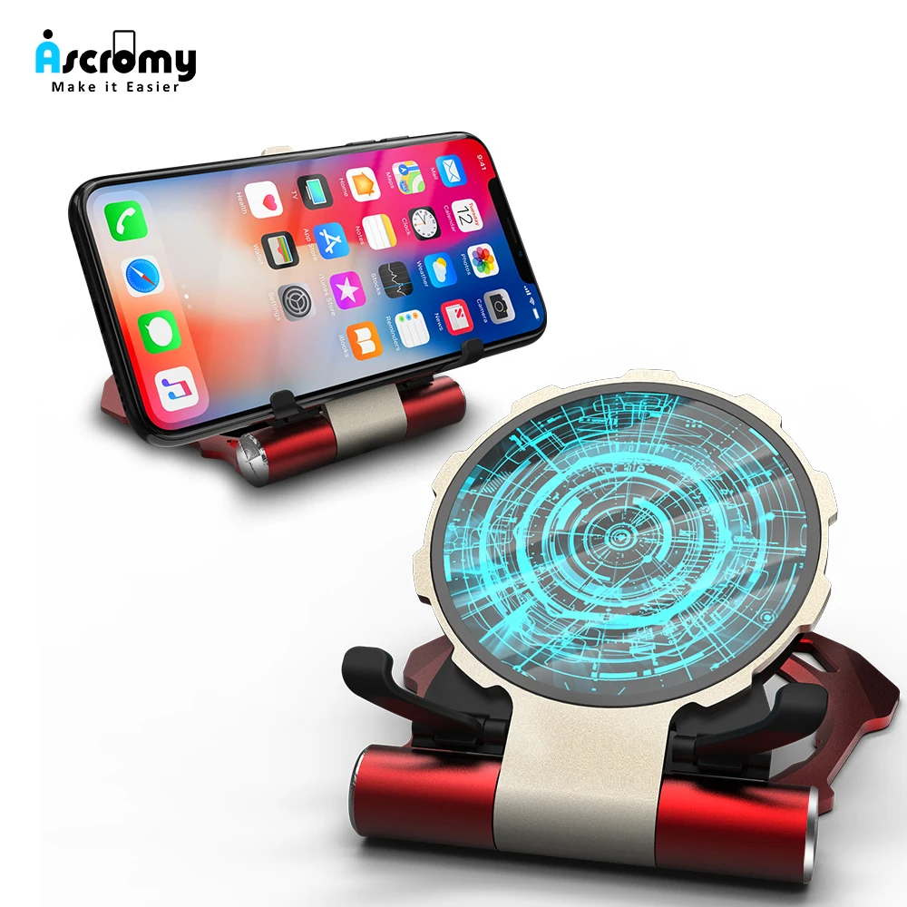 

Ascromy Fast Qi Wireless Charger for iPhone X XS Max XR 8 Plus Samsung S8 S9 Plus Note 9 5 Pad Stand Micro USBC Charging Station