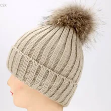 Winter Beanie Warm Classic Tight Knitted Hat Women Cap Winter Beanie Fur Slouchy Soft Solid Cap Head Warmer Top Quality 41