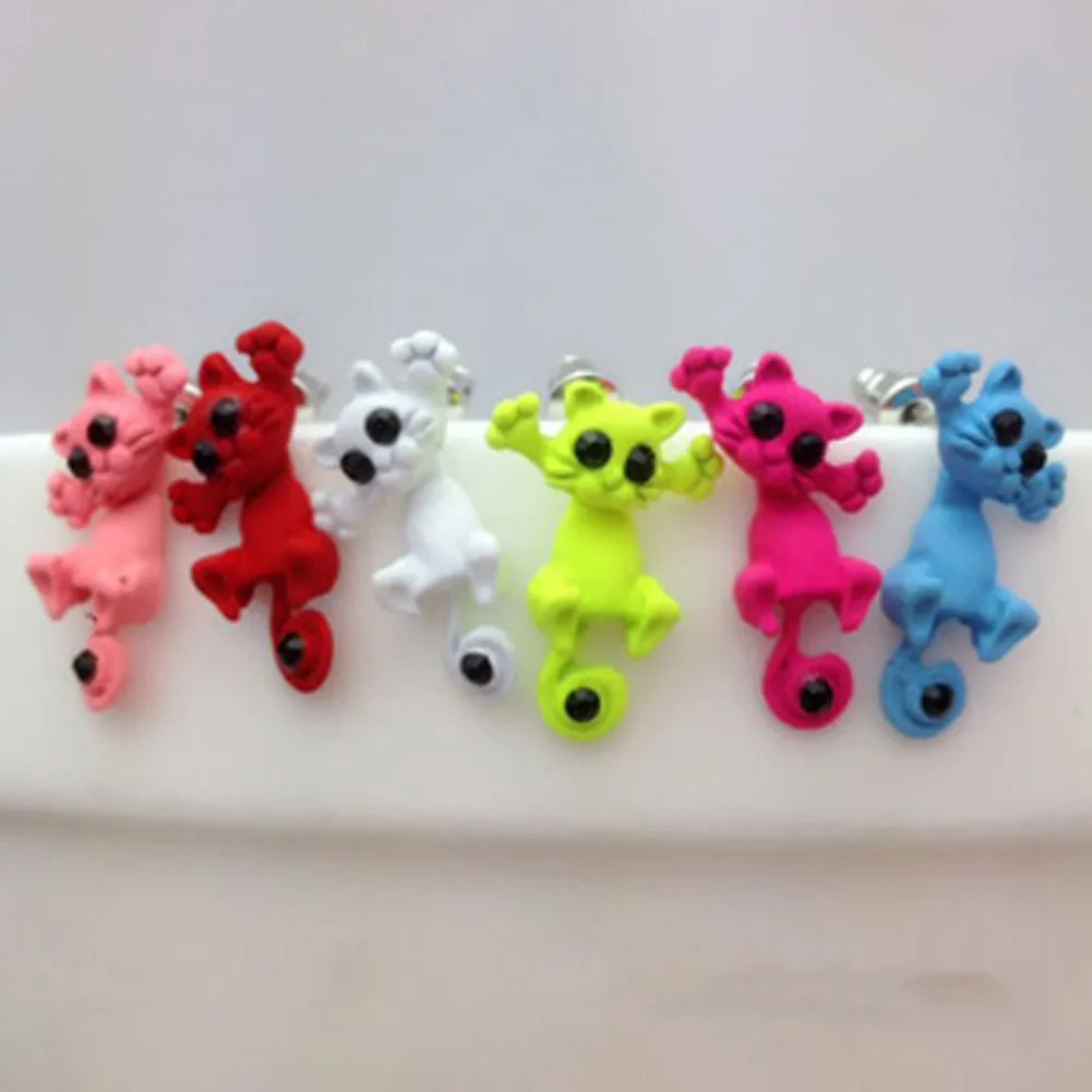 

1 PC 2019 New Arrival 3D Imitation Pearl Kitty Cat Cute Stud Earrings Set For Women Girl 9 Colors Drop Shipping