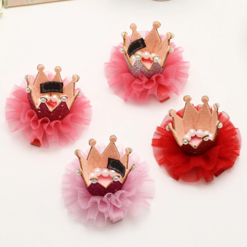 Dog Cat font b Pet b font Hair Clip Hairoins Cute Lace Princess Crown Wedding Birthday