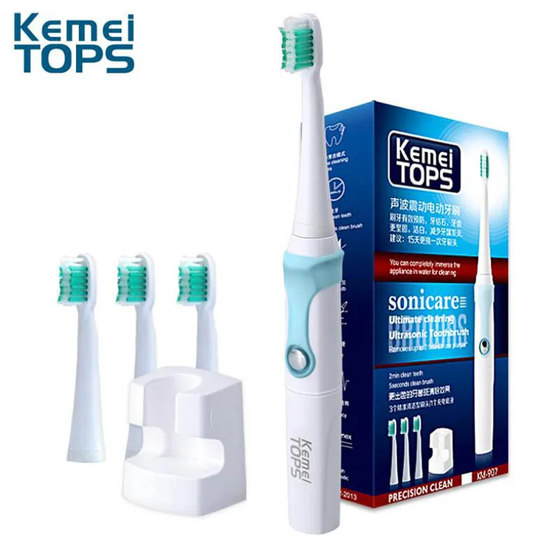 

Kemei 3 in 1 Electric Toothbrush Inductive Wireless Charger Ultrasonic Toothbrush Replacement Dupont Brush Head