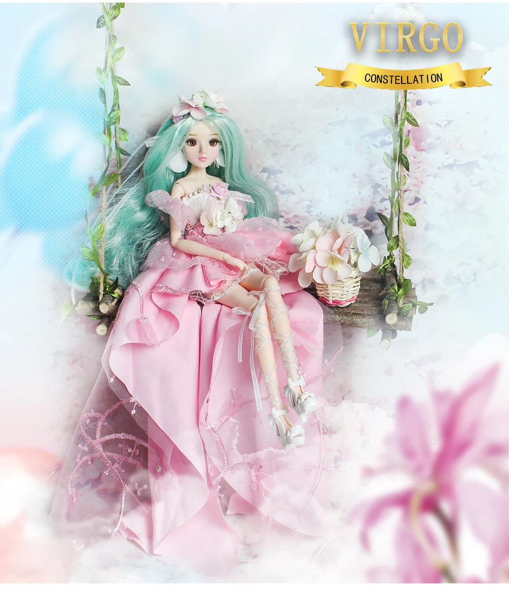 

MMGirl 12 Constellation Virgo like the BJD Blyth doll 1/6 30cm pink dress flower basket new set of toys