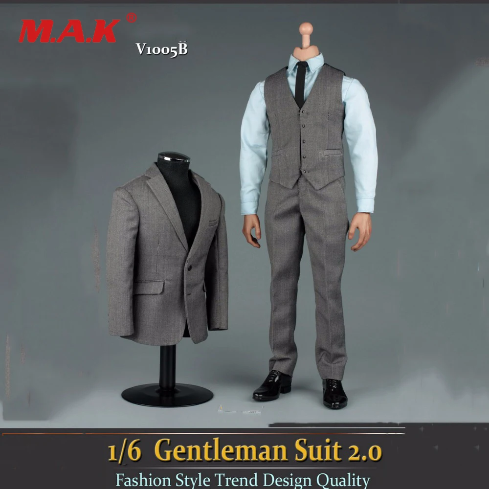 

2 colors 1/6 Scale Grey Gentleman Suit 2.0 V1005B Fit 12" Male Action Figure Model for collection