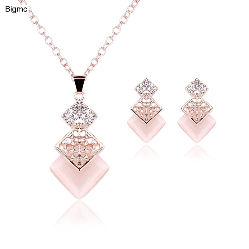 

Bridal Wedding jewelry Set Party Hot Jewelery Wholesale Fashion Set Black Jewel Earrings Necklace Jewelry Set J1050