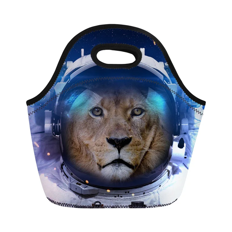 THINK Cat Spaceman напечатаны женщины дети ланчбэги сумка для пикника, водостойкая ланч бокс 3D животное мода Путешествия Портативный Ланч сумка из неопрена - Цвет: 003