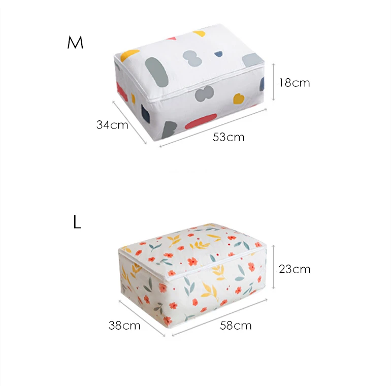 Colorful Flower Print Clothing Organizer 1pcs Oxford Wardrobe Organizer For Quilt Sundries Clothes M L Underbed Storage Bag