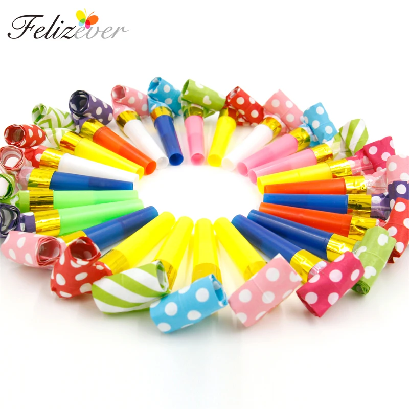 24pcs Small Multi Color Party Outs Whistles Kids Birthday Supplies Decoration Noicemaker Goody Bags Pinata