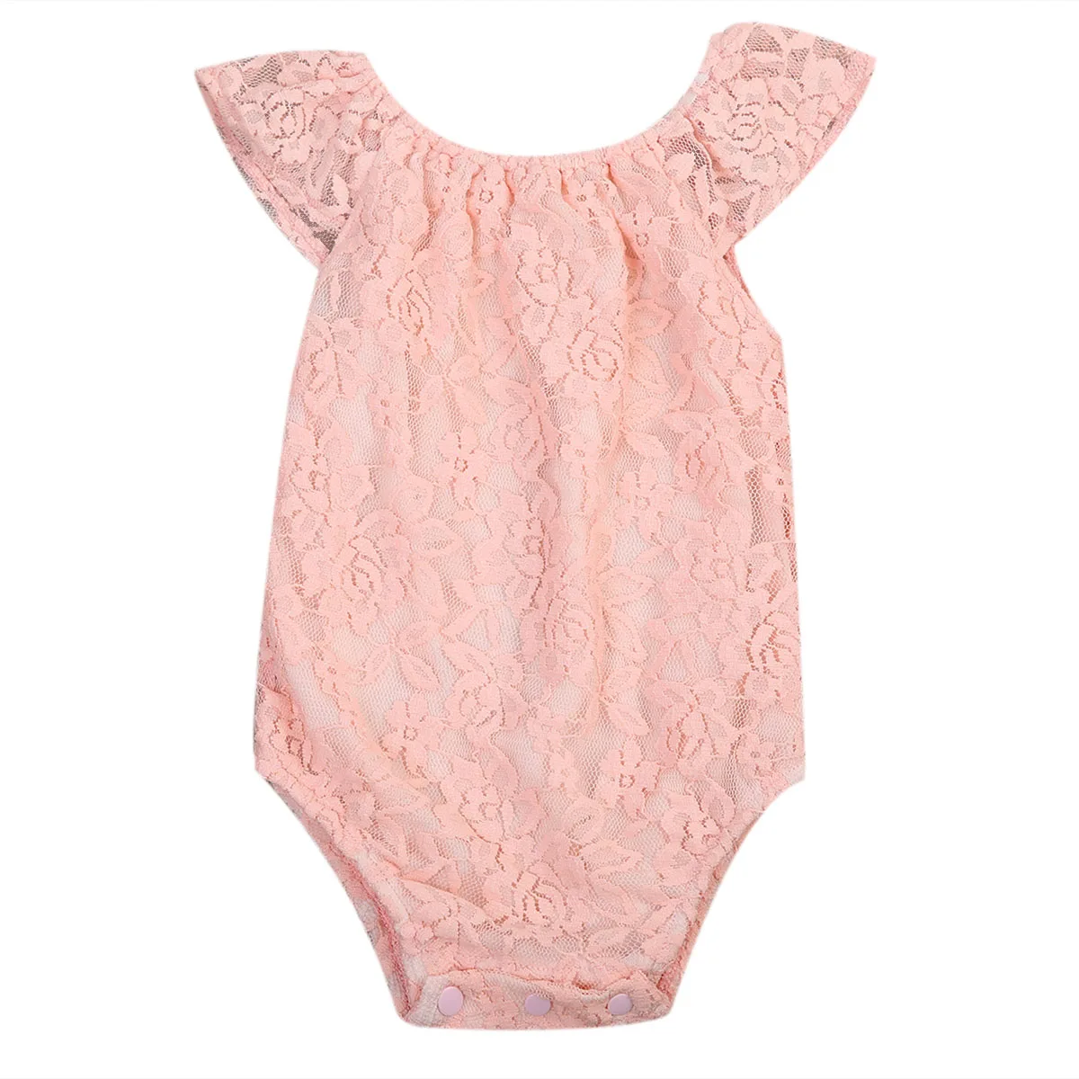 Cute Pink Baby Girls Sleeveless Lace Bodysuits Summer Kids Girl Ruffles
