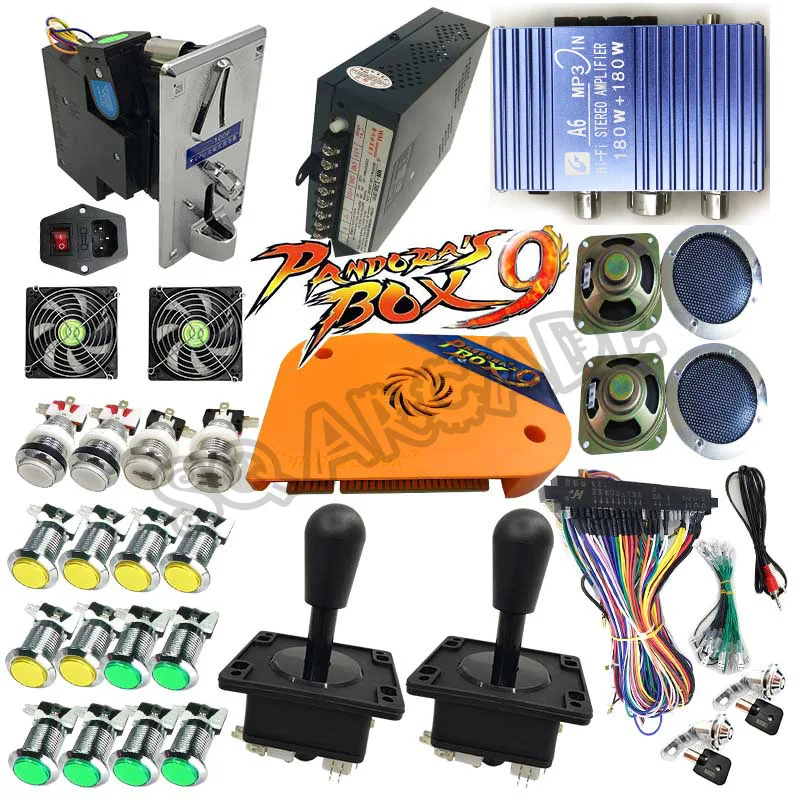 Pandora Box 9 1500 games DIY Arcade Bundles Kits Parts With Power Supply Jamma Harness Joystick led Push Button Coin Selector Pandora Box 9 1500 games DIY Arcade Bundles Kits Parts With Power Supply Jamma Harness Joystick led Push Button Coin Selector