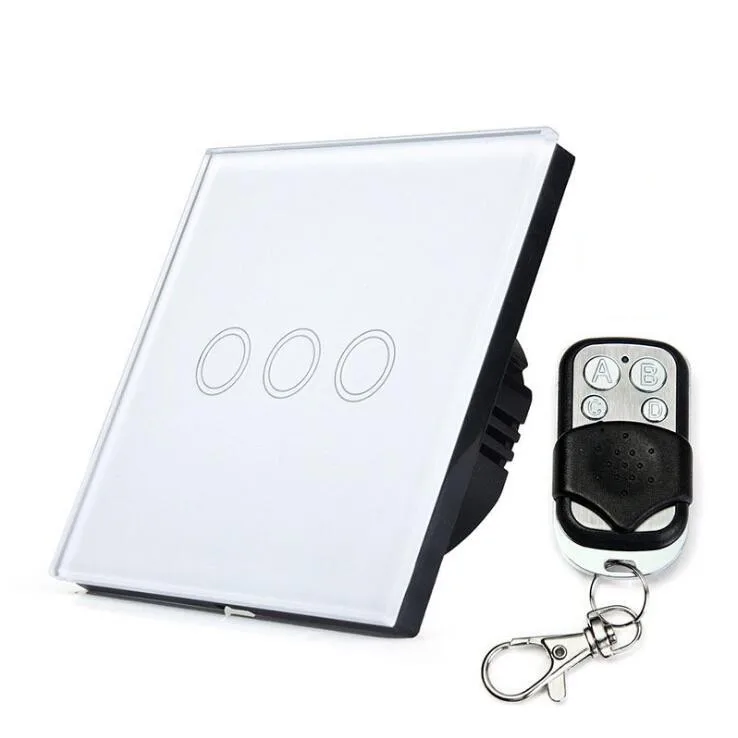 EU Standard Smart home Wall Switch 433Hz Remote Control 3 Gang 1 Way