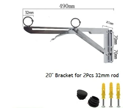 2 шт.(1 пара)/лот настенное крепление из Нержавеющей Стали Угловой складной кронштейн поддержка для подвешивания 25 мм " 32 мм 1-1/4" труба трубы Displayi - Цвет: Folding 20 32 double