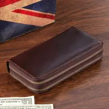 Двойная молния натуральная кожа мужчины кошелек новинка высокого качества кошелек сцепления Multi карта бита Сумка Длинные кошельки