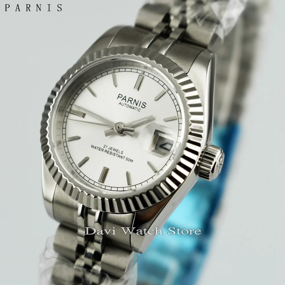 

26mm Parnis Silver Bezel Case Strap Automatic Miyota Movement Lady Watch