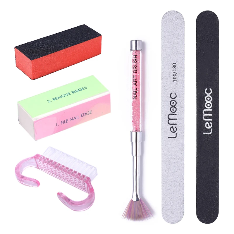 

Lemooc 6pcs/Set Nail Files Brush Durable Buffing Grit Sand Nail Art Tool Accessories Sanding File UV Gel Polish Tools