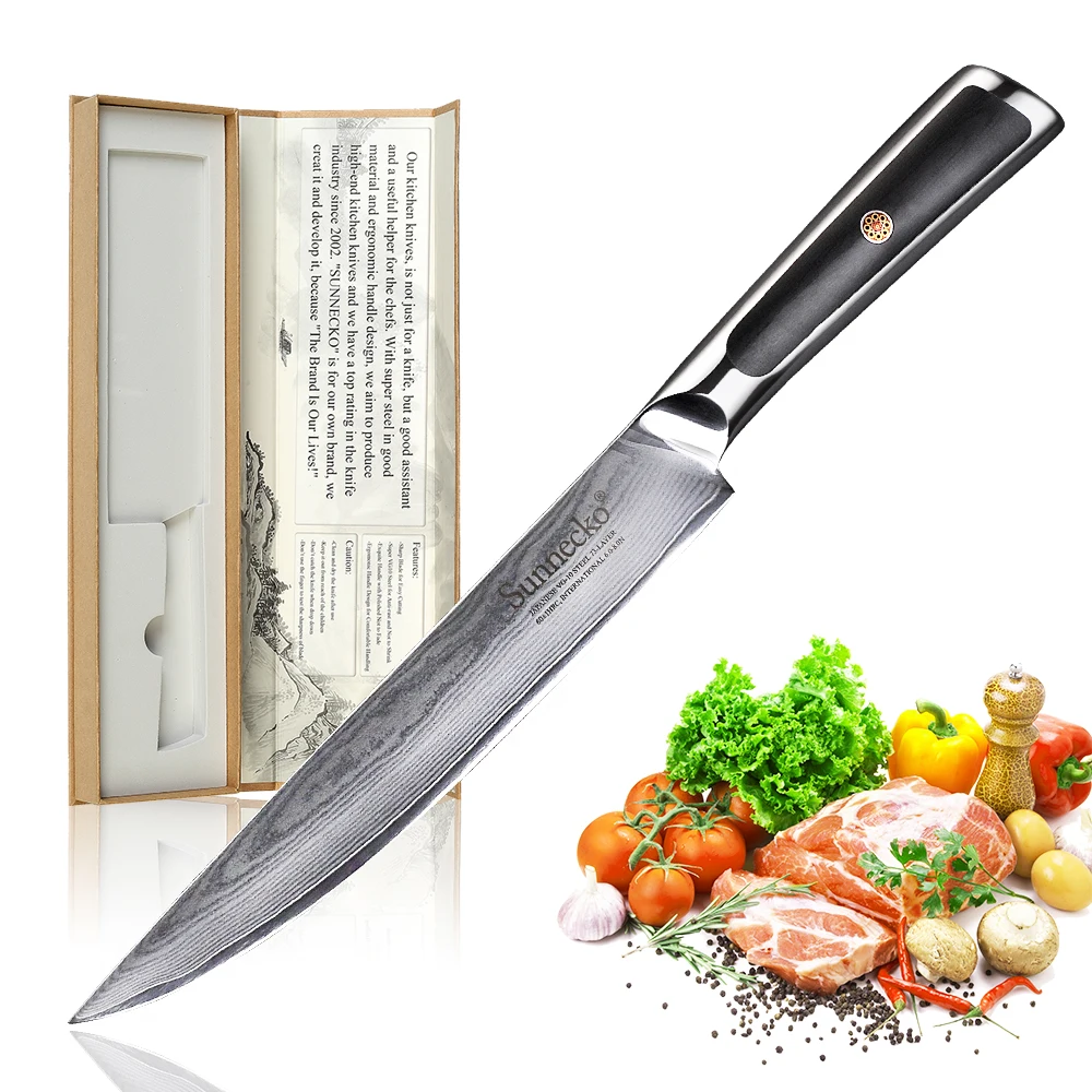 SUNNECKO 6 шт Кухня Набор ножей Slicer утилита Santoku шеф-повар Ножи ножи японский Дамаск VG10 Сталь Sharp G10 ручка