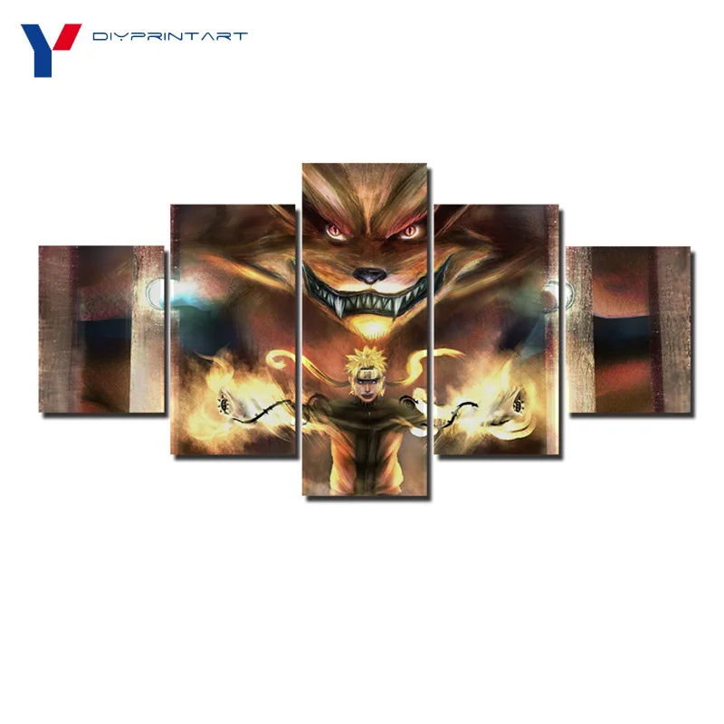 Naruto Kurama 5 Pcs/set Canvas Wall Art NARUTO Anime ...