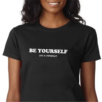 

ONSEME BE YOURSELF tee shirt femme Funny Aesthetic Clothes T-shirts for women tops harajuku slogan Female t-shirt modis Q-542