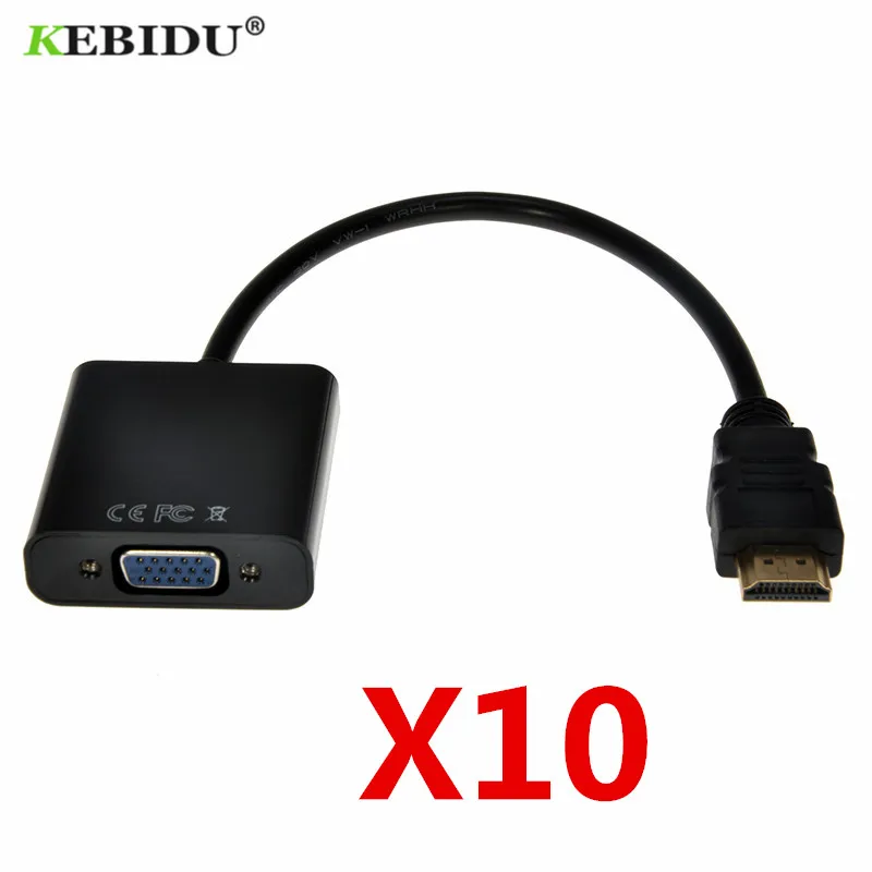 Kebidu 10 шт. HDMI в VGA кабель адаптер конвертер мужчин и женщин встроенный Чипсет до 1080p для xbox 360 для PS3 Playstation