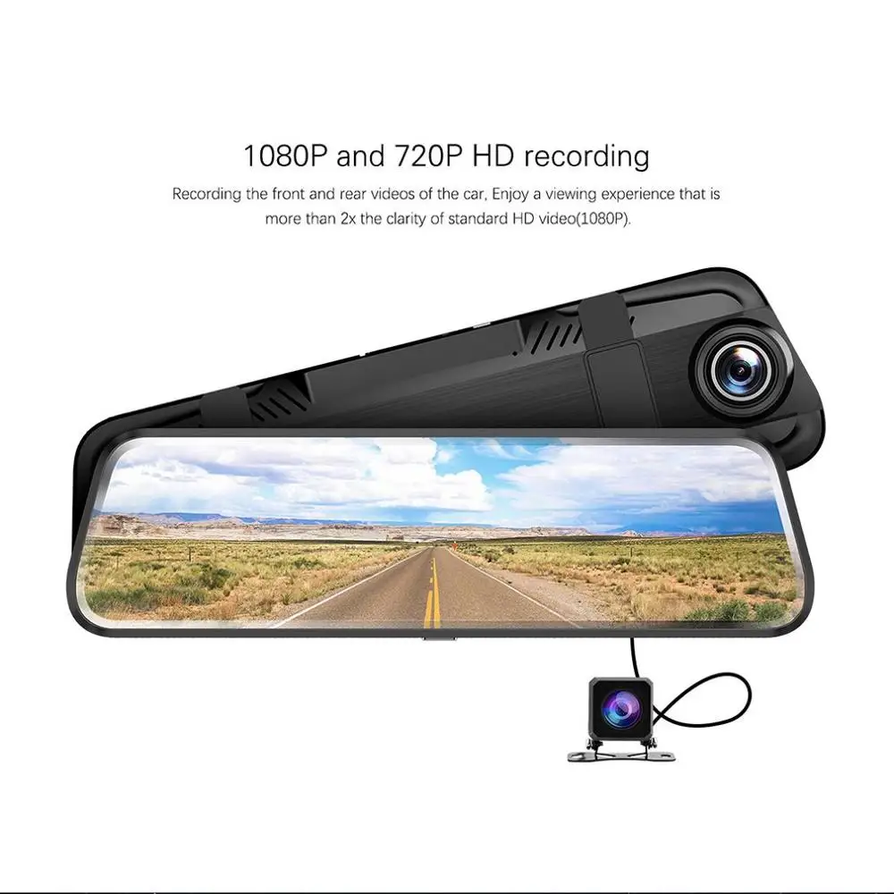 

S04 Gps Driving Recorder With Streaming Video Mirror 1080P Dual Lens Gps Tracking All Screen Design Adas