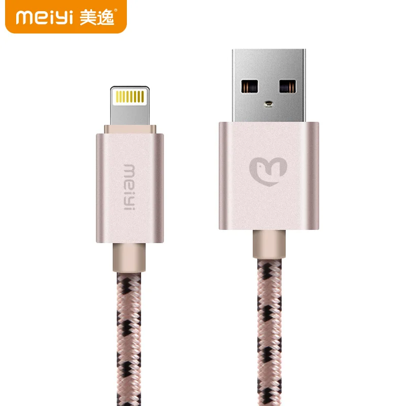 Металлический usb-кабель MEIYI M15 0,5 м с цветной нейлоновой оплеткой для iPhone 8, 7, 6, 6s Plus, 5S, 5, iPad mini, подходит для IOS 10, 9, 8-контактный кабель