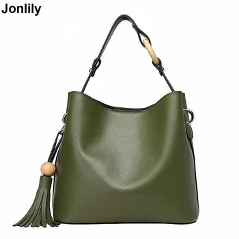 

Jonlily 2017 Small Tote Bag Women Candy Color Tassel Messenger Bags Female Handy Real Leather shoulder Messenger Bags SLI-152
