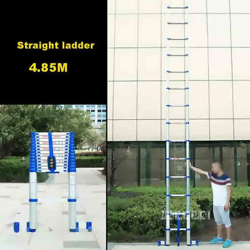 

4.85M Straight Ladder JJS511 Portable Household Extension Ladder Thicken Aluminium Alloy Single-sided 14-Step Engineering Ladder