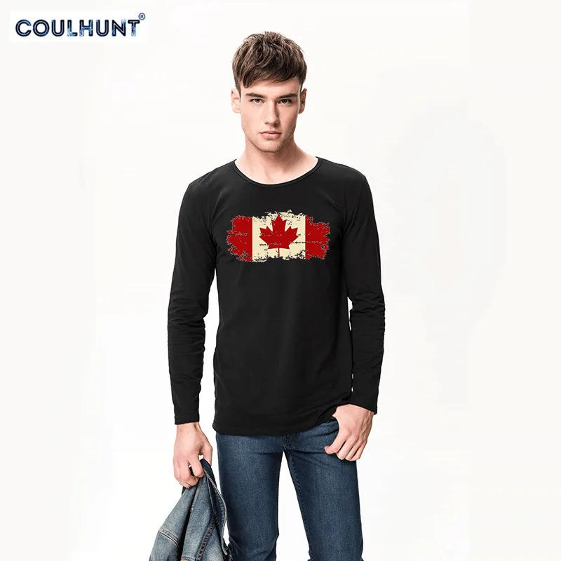 Canadian Maple Leaf Cotton Long Sleeve Tee Shirt 2018 Autumn Vintage