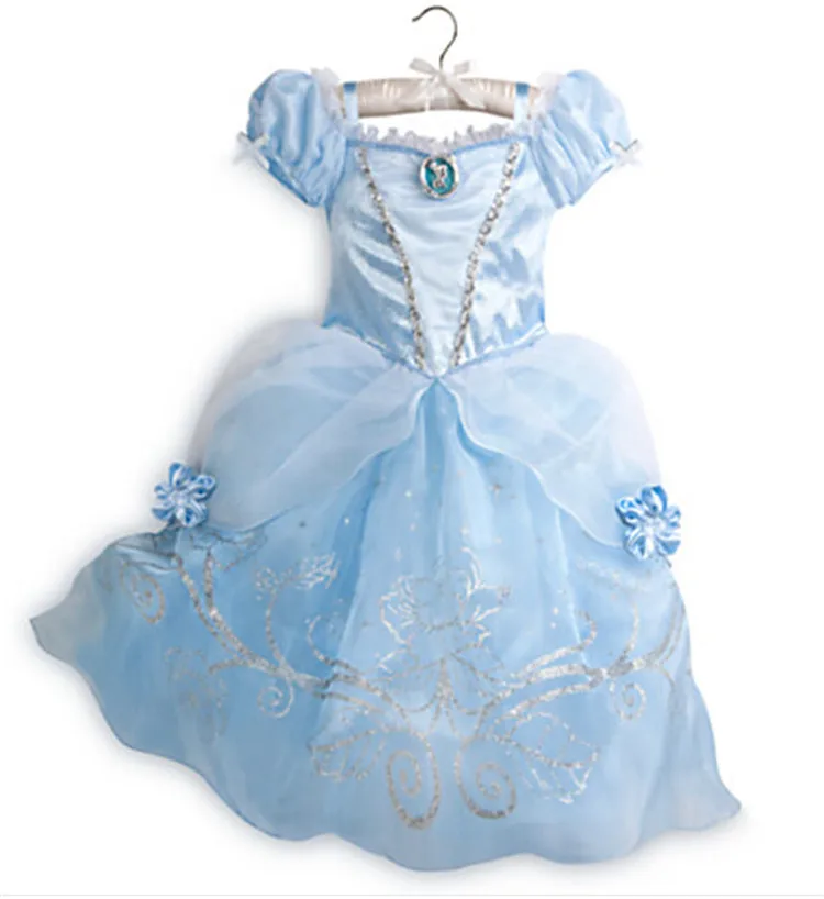 Летний маскарадный костюм Рапунцель для маленьких детей; платье принцессы Золушки для девочек; платье Снежной Королевы Эльзы; одежда для детей - Цвет: Blue