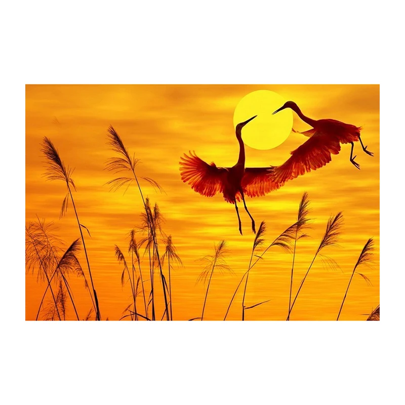 3d diy diamond embroidery painting sunset crane rhinestones picture needlework diamond mosaic paint on canvas handwork