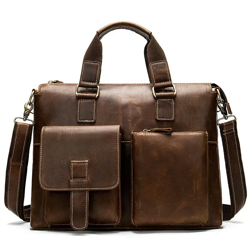 MVA мужской портфель/сумка из натуральной кожи, Мужская винтажная сумка для ноутбука/офиса, мужской портфель, мужская сумка из кожи, сумки для компьютера 260 - Цвет: 260D3redbrown