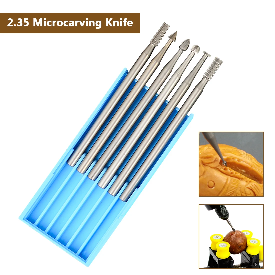 

6pcs 2.35MM Diameter Burs for Dremel Rotary Tool Microcarving Knife for Olive Kernel, Buddha Bead,Wood Power Tools Abrasive Tool