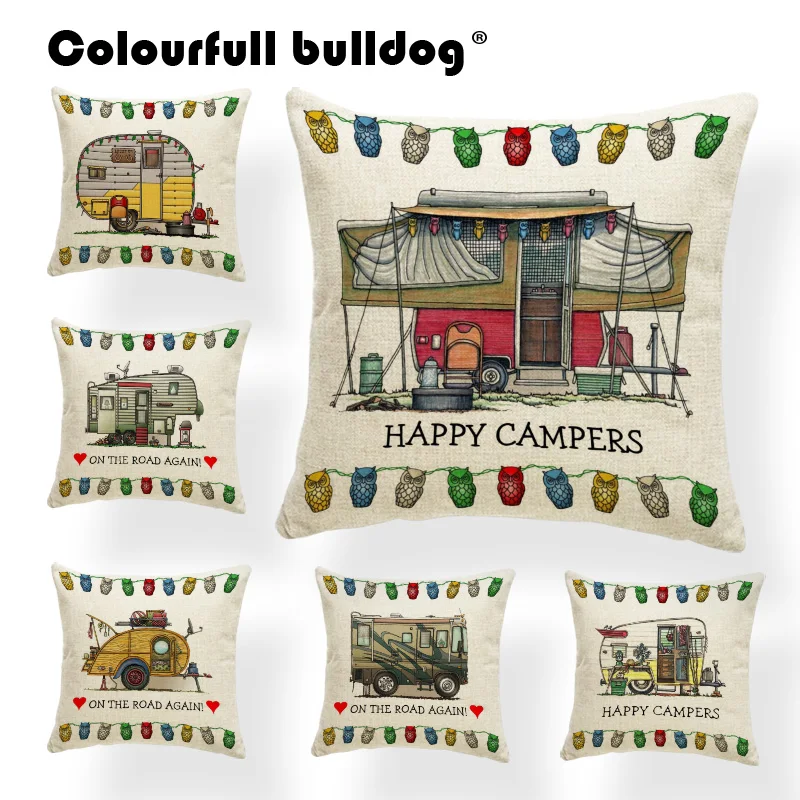 

Camper Car Cushion Animal Owl Furniture Stickers Pillow Cover Gifts For Mom Throw Pillow Cases Square Polyester / Linen Romantic