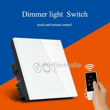 

Smart Home EU UK Standartd RF Remote Control Dimmer Light Switch with Crystal Glass Panel Compatible with Broadlink RM2 RM Pro