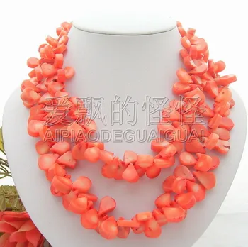 

N012944 18" 2Strands 19mm Orange Coral Necklace