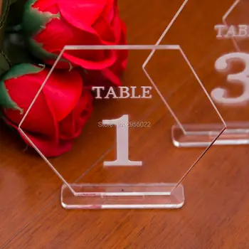 

Laser Cut Acrylic wedding Hexagon Reception table numbers,Free Standing Numbers centerpiece,table number holder