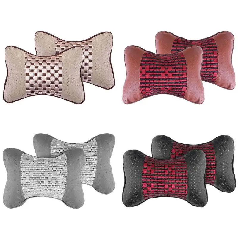 2Pcs Summer Breathable Cool Car Seat Headrests Head Neck Support Pillow