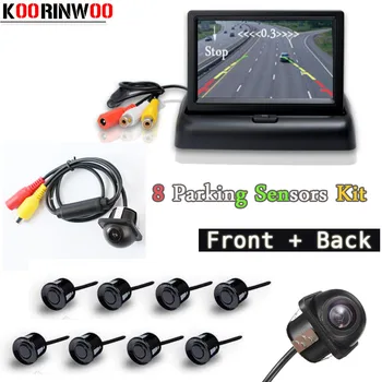 

Koorinwoo Dual Core Car Parking Sensors 8 Radars Car Monitor Digital TFT LCD Alarm Front Camera Car Rear view Camera Parktronic