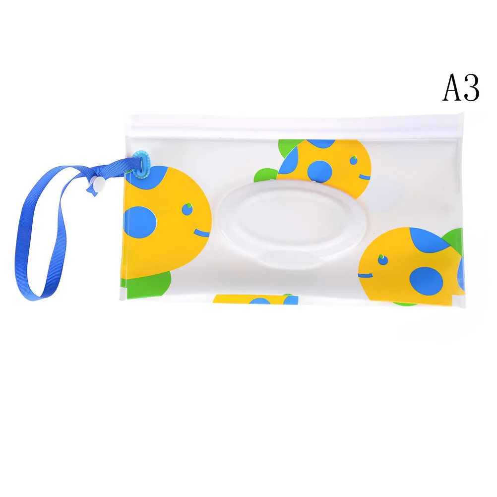 Eco-friendly Easy-carry Snap-strap Wipes Container Wet Wipes Bag Clamshell Cosmetic Pouch Clutch and Clean Wipes Carrying Case - Цвет: 3