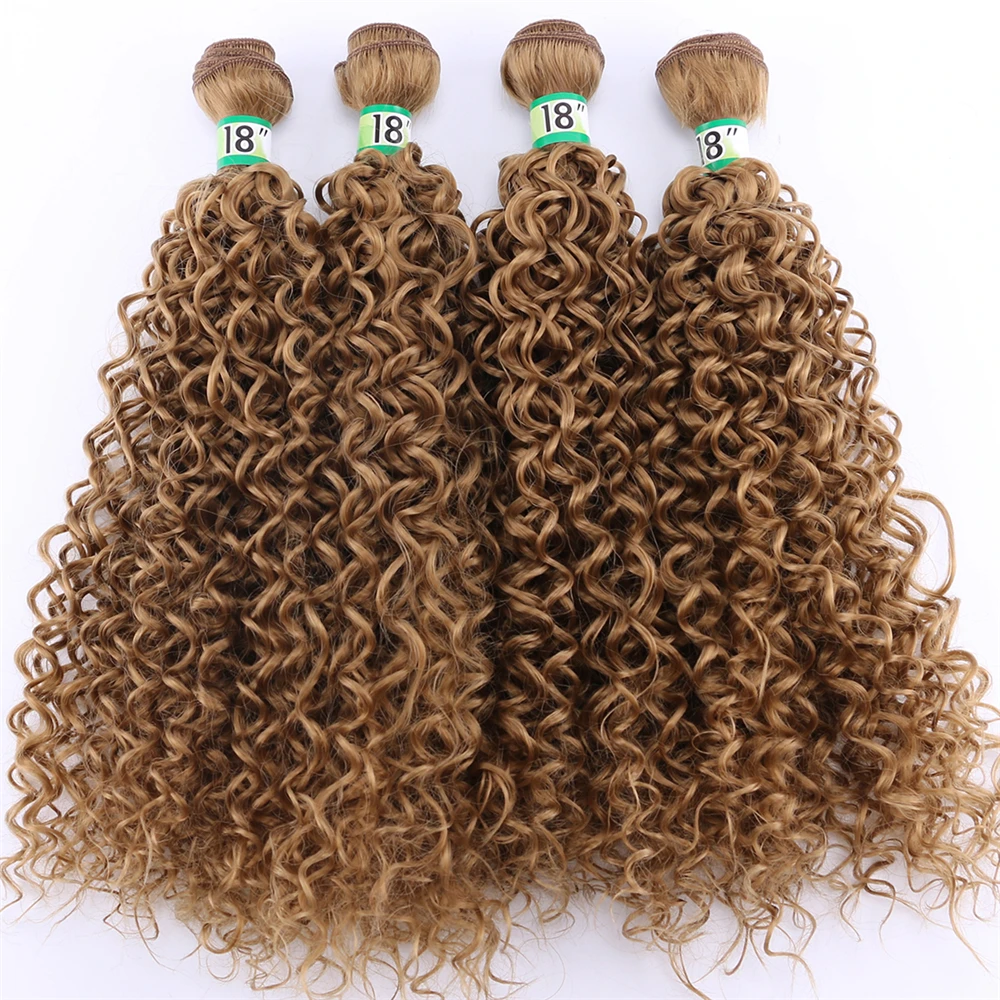 Энджи кудрявые вьющиеся волосы для наращивания 16-20 Доступные высокотемпературные волокна волос пучок розовый синтетические волосы плетение